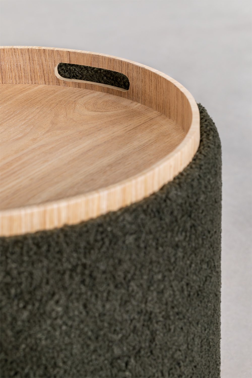 Berkeleni round upholstered side table with tray and storage, Ø40 cm, gallery image 4