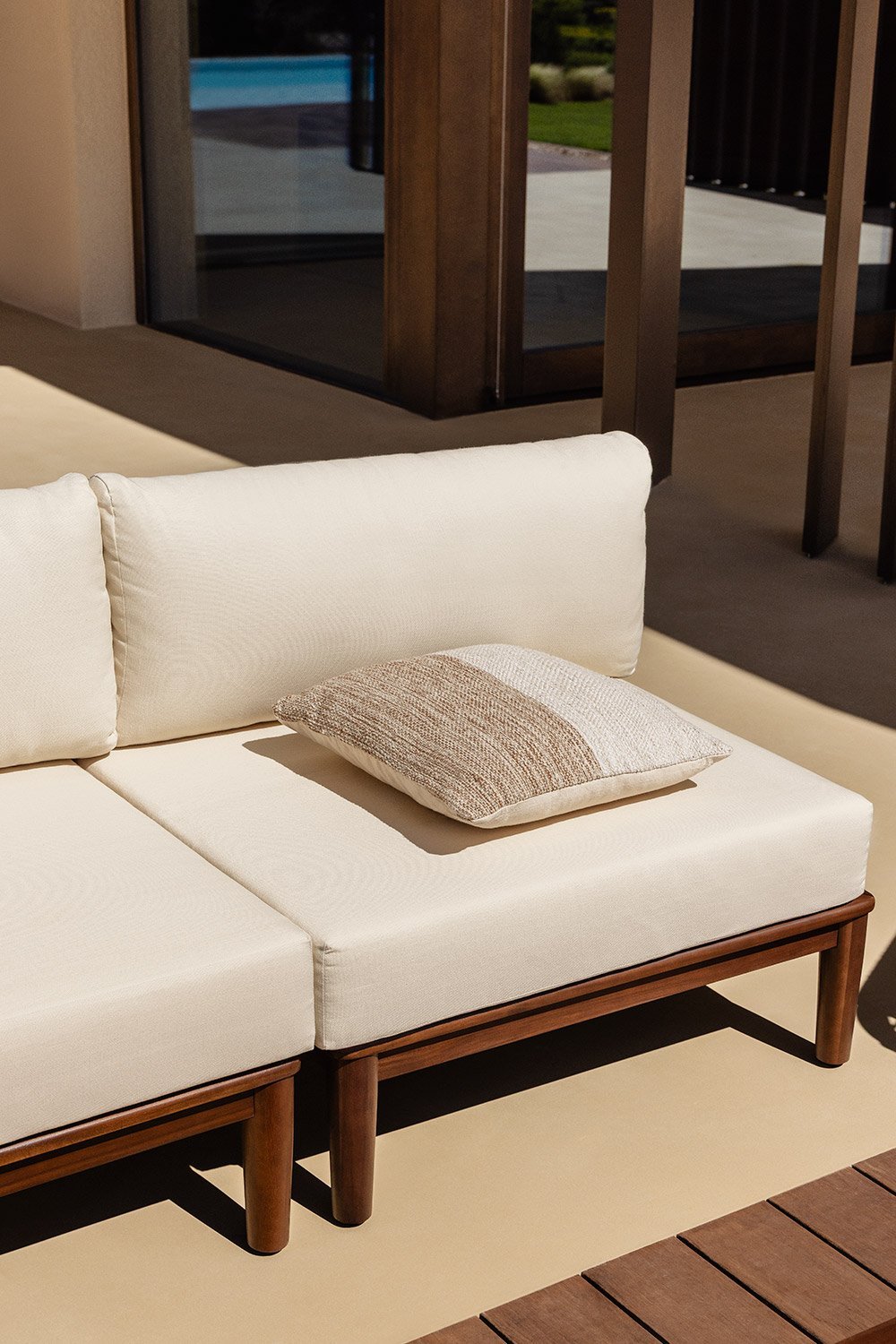 Central module for Giulia modular garden sofa in acacia wood, gallery image 1