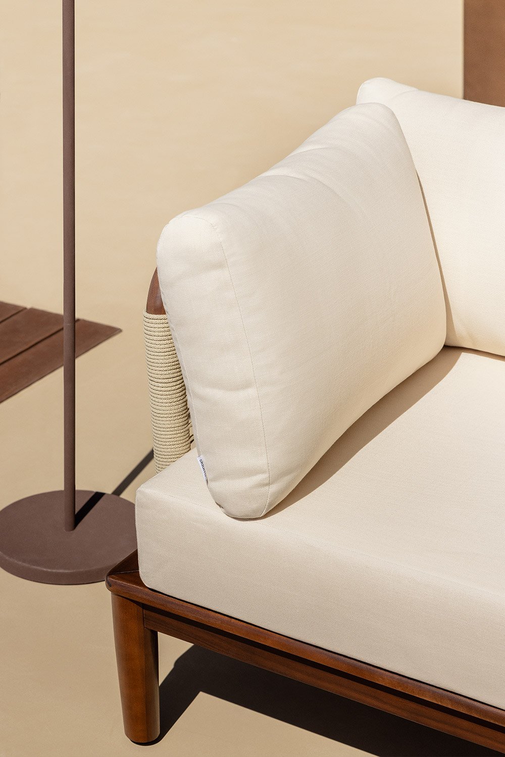 Corner module for a modular garden sofa in Giulia acacia wood, gallery image 2