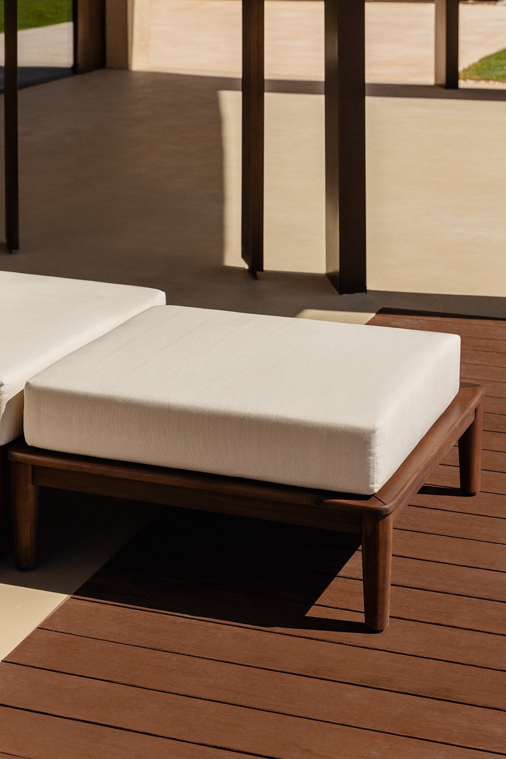 Giulia acacia wood garden pouf, gallery image 1