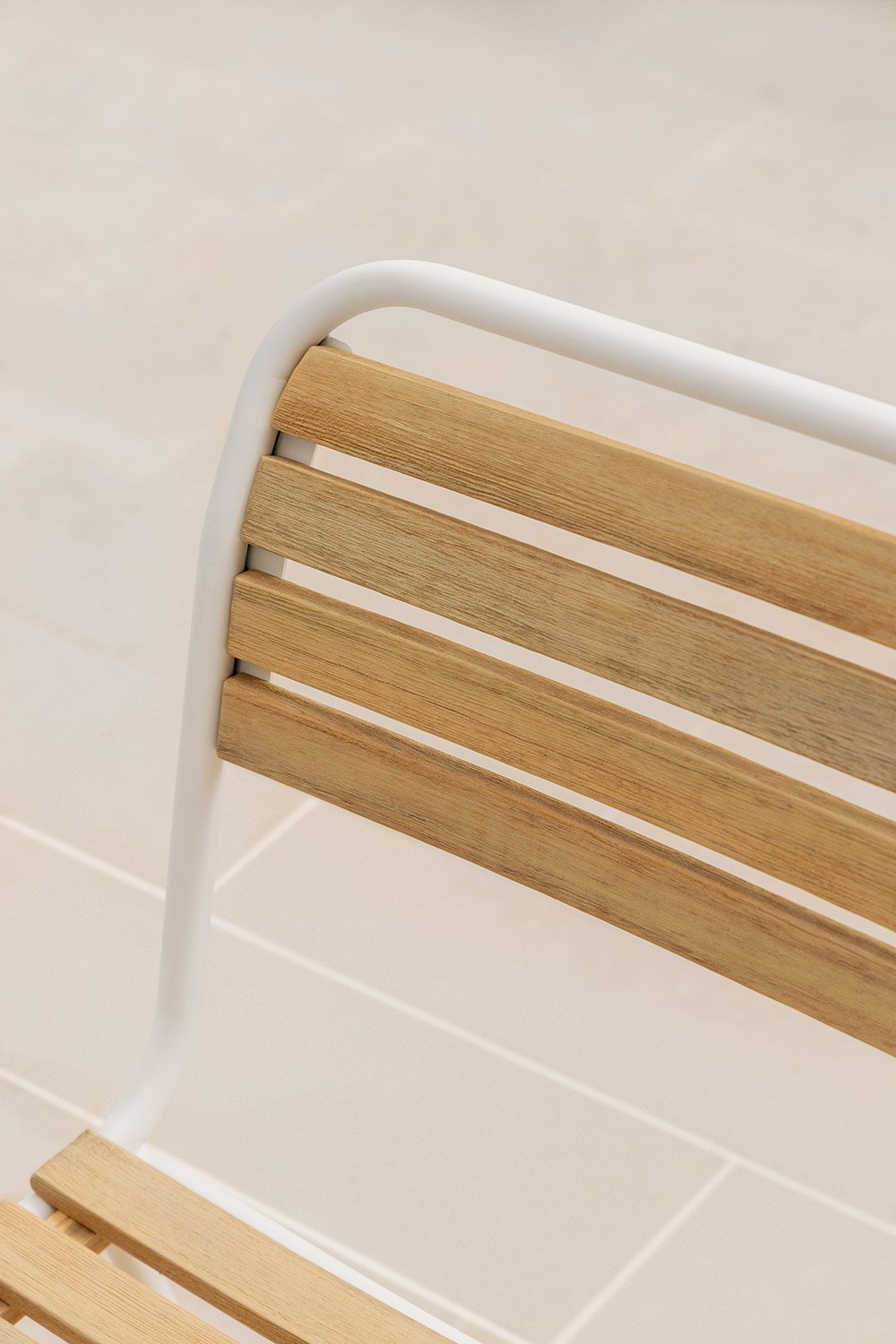 Stackable garden chair in steel and acacia wood Artus, gallery image 2