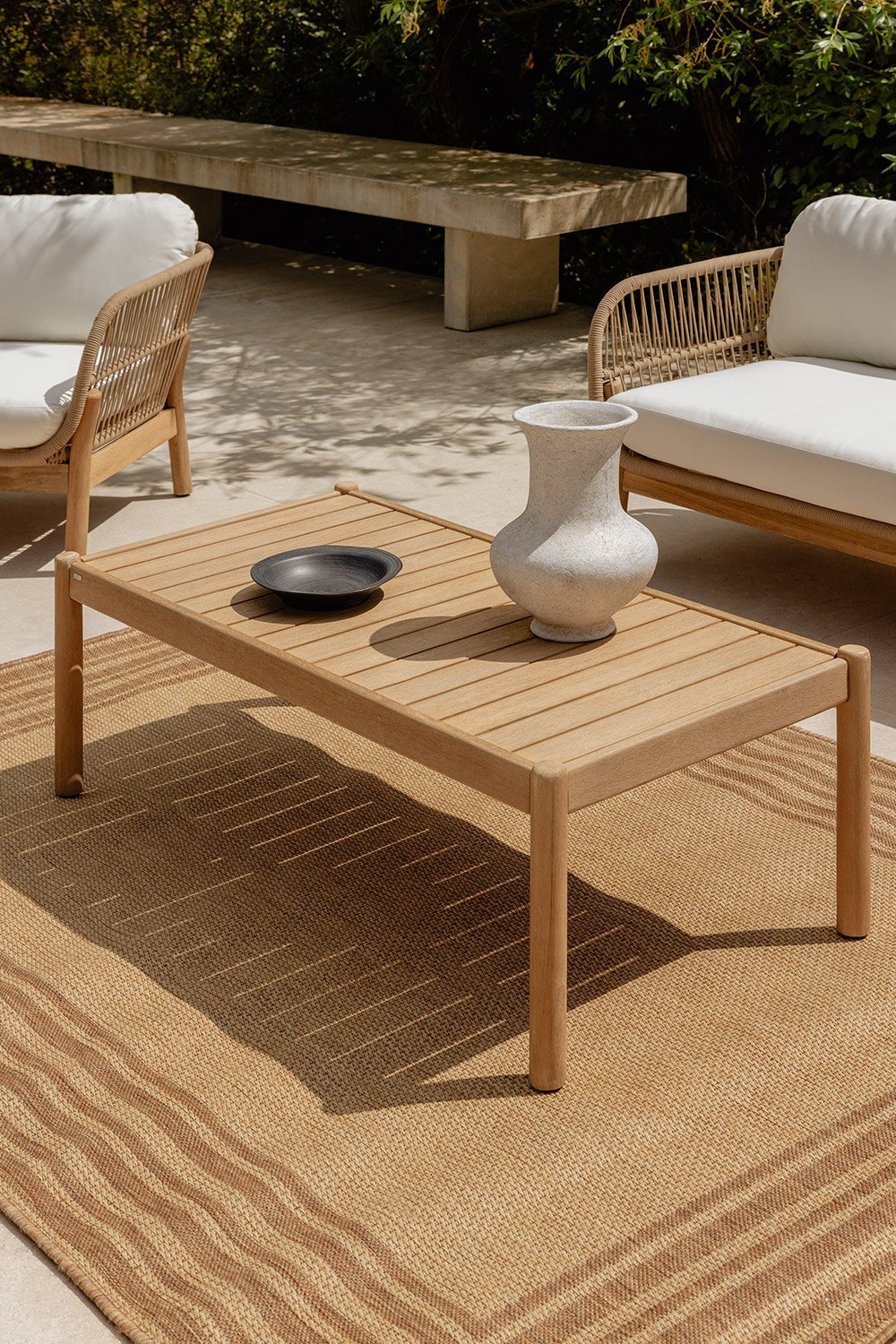 Rectangular garden coffee table 120x60 cm in acacia wood Karvia, gallery image 1
