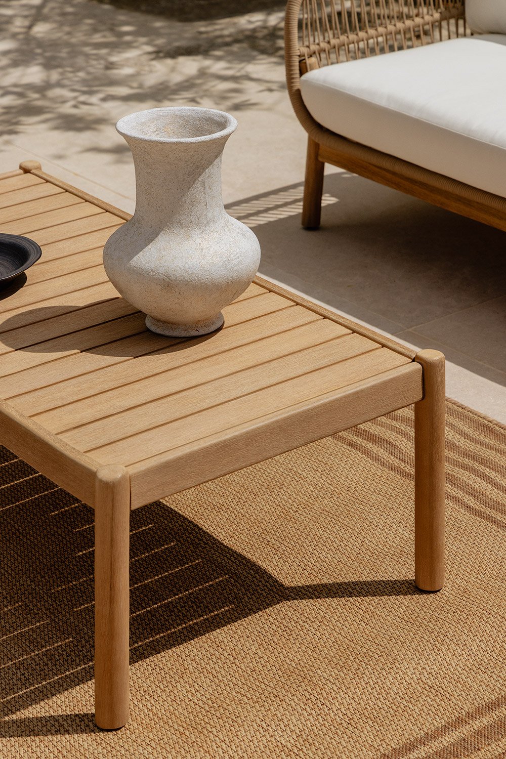 Rectangular garden coffee table 120x60 cm in acacia wood Karvia, gallery image 2