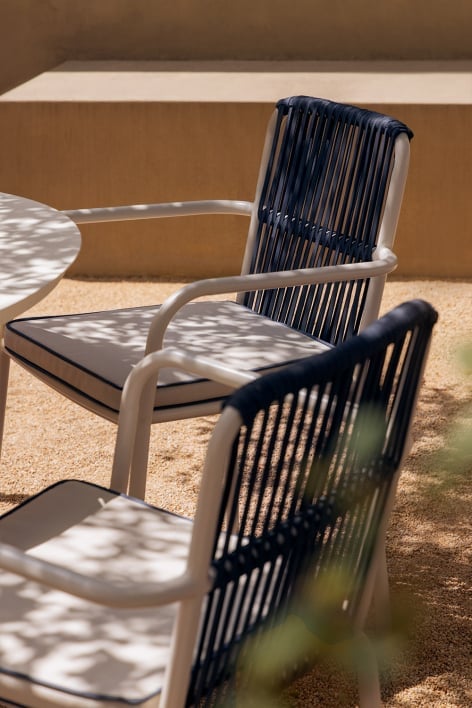 Stackable garden chair with aluminum armrests Alberta - Navy Blue