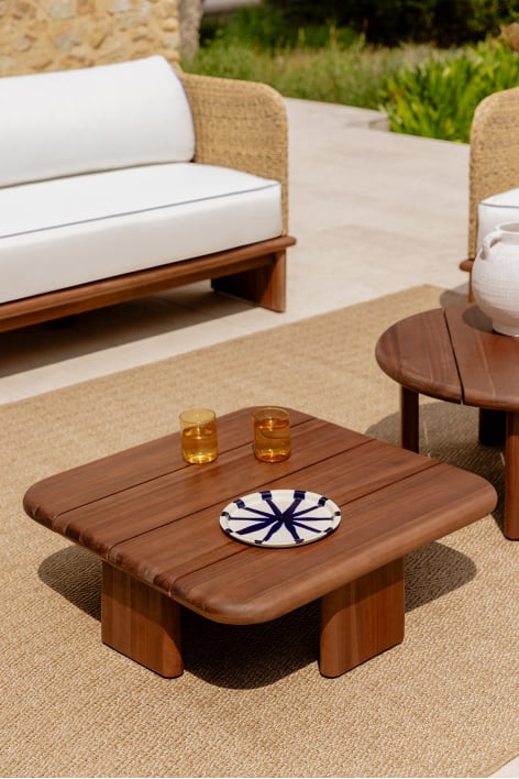 Square garden coffee table 70x70 cm in acacia wood Famara