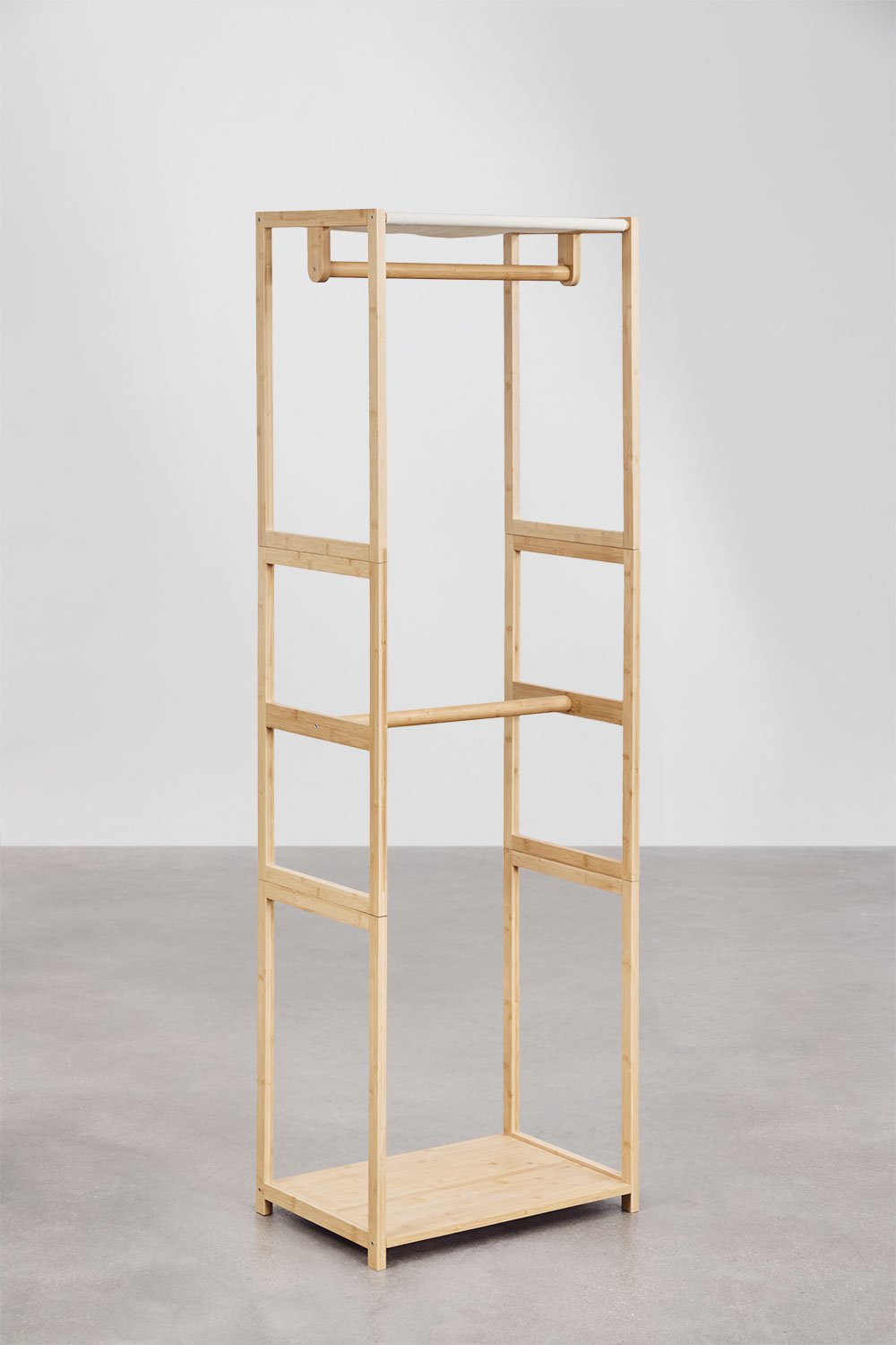 Deneb Bamboo 2-Piece Open Modular Wardrobe with Shelves and Clothes Rack, gallery image 6