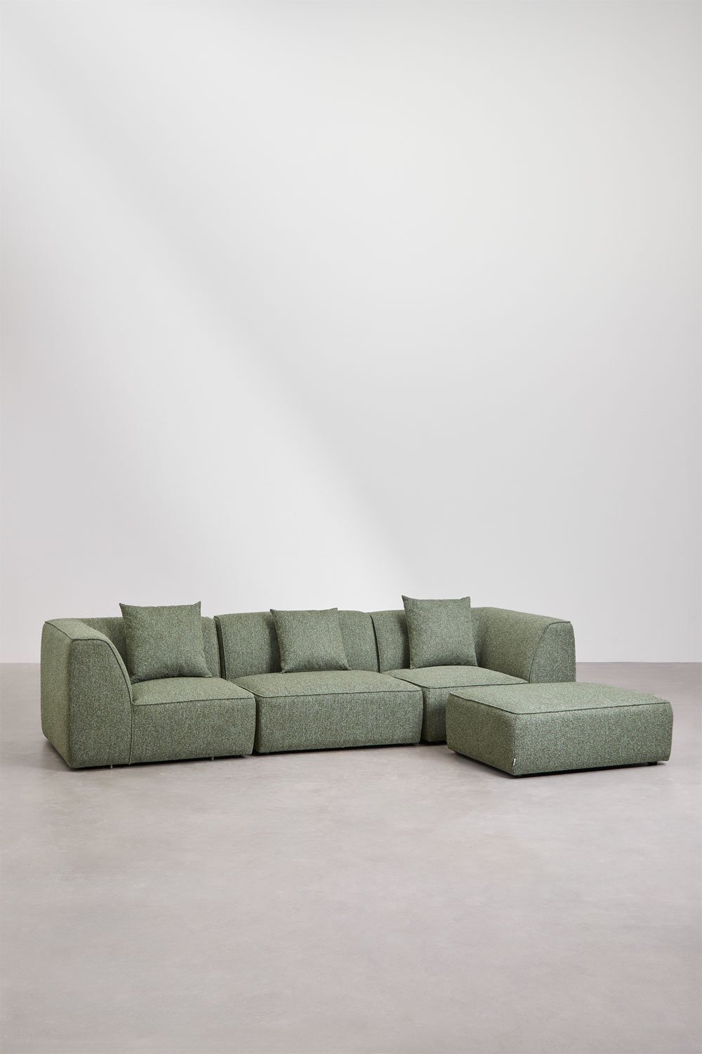 Cardea 3-piece modular sofa with upholstered pouf, gallery image 3