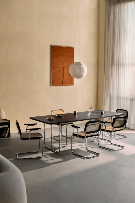 Rectangular dining table in MDF and stainless steel Tento - Black ash veneer