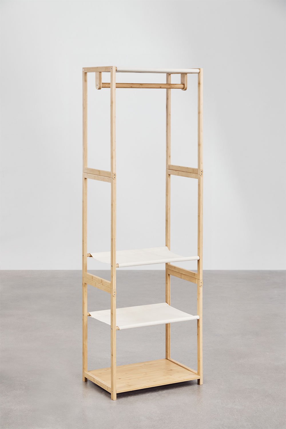 Deneb Bamboo 4-Piece Open Modular Wardrobe with Shelving and Clothes Rack, gallery image 5