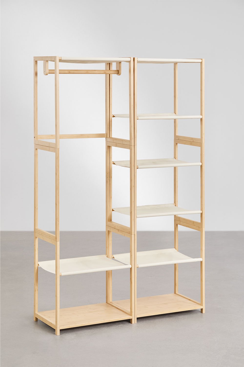 Deneb Bamboo 2-Piece Open Modular Wardrobe with Shelving, Rack, and Clothes Rack, gallery image 4