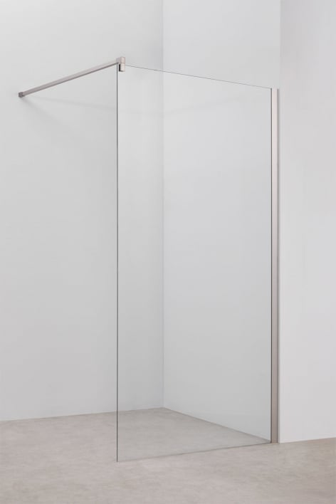 Fixed shower screen 100x195 cm, 8 mm clear tempered glass and brushed grey Bristol aluminium - Brushed Grey