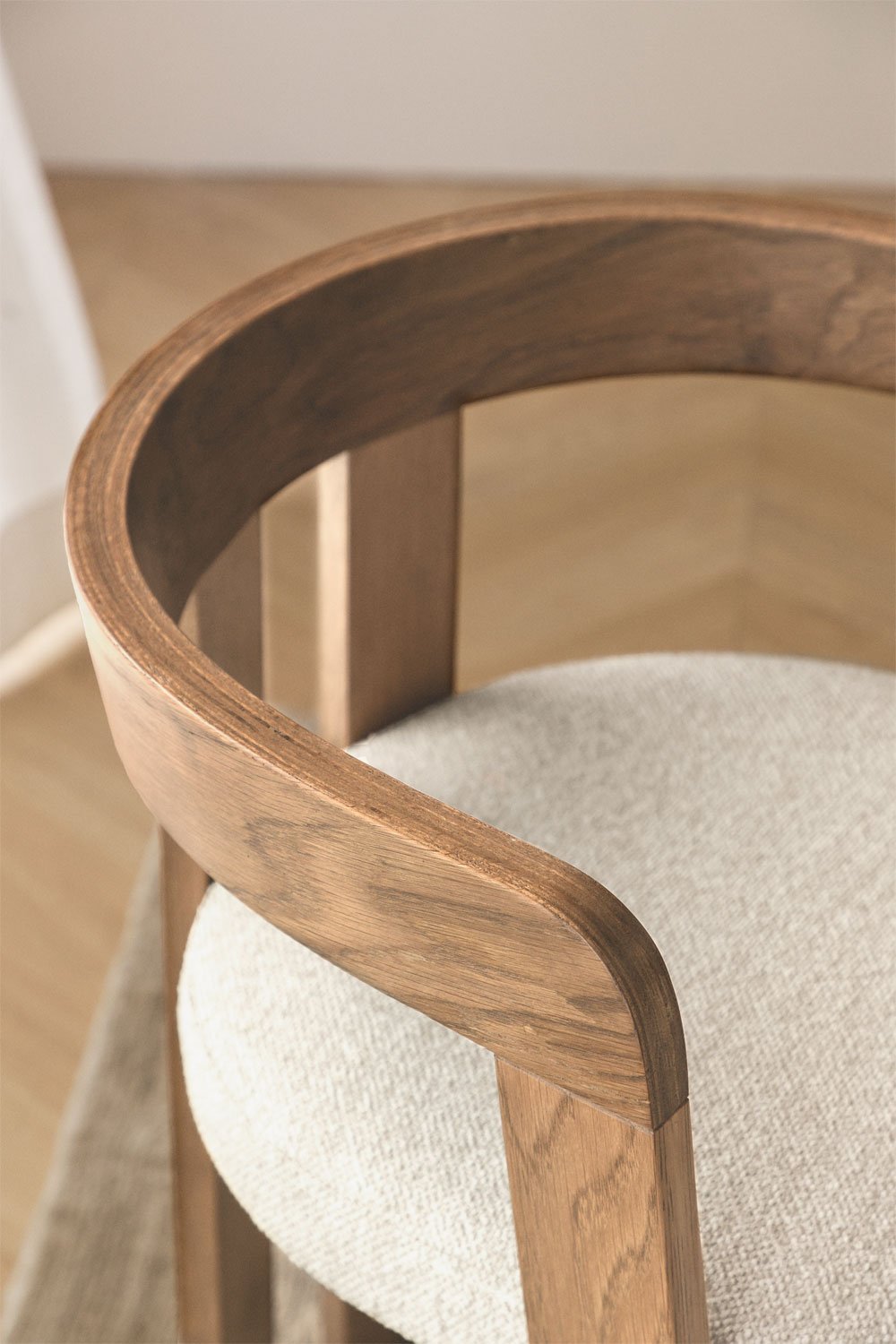 Yvone upholstered wooden dining chair with armrests, gallery image 3