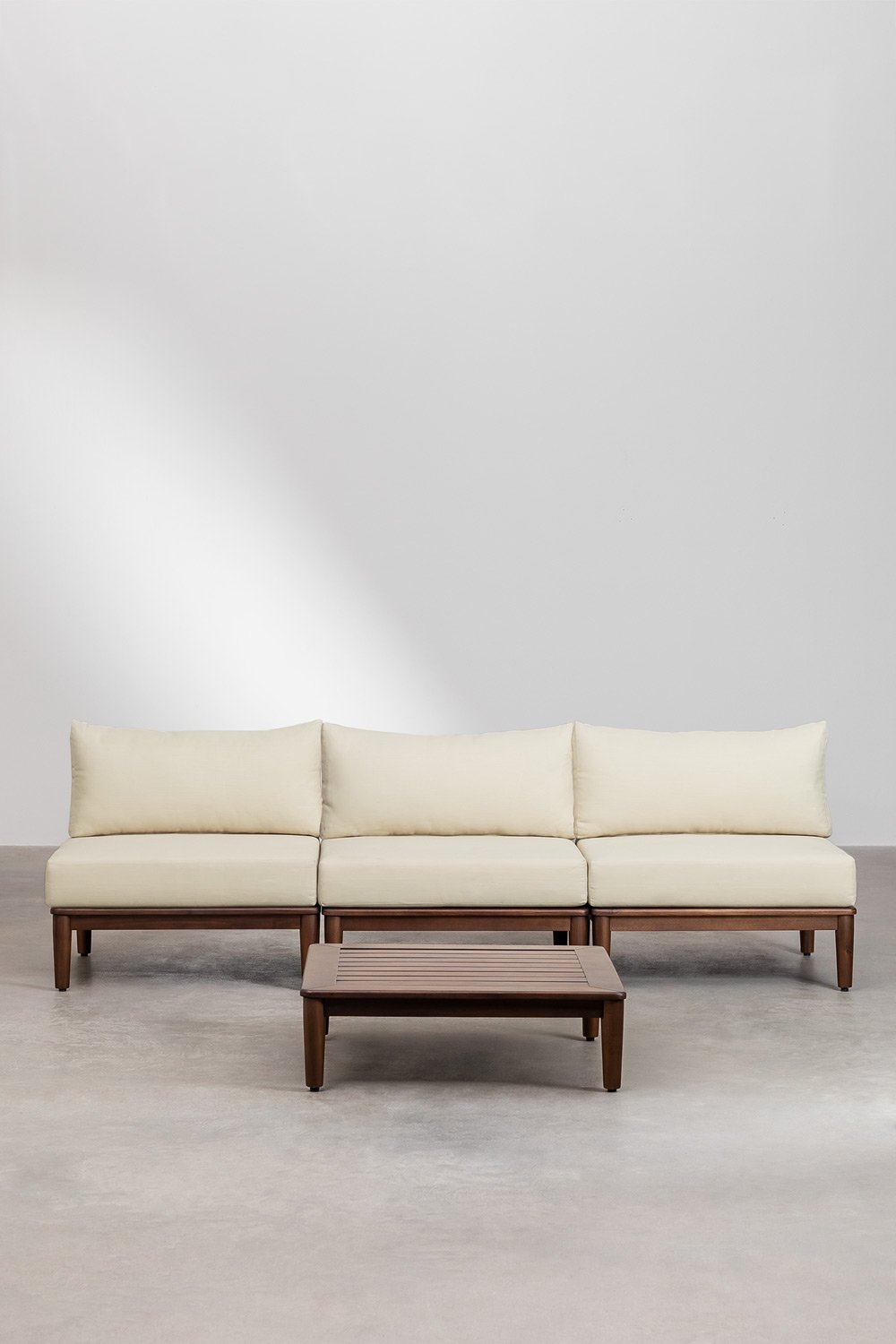 Giulia 3-piece modular sofa set with acacia coffee table, gallery image 2