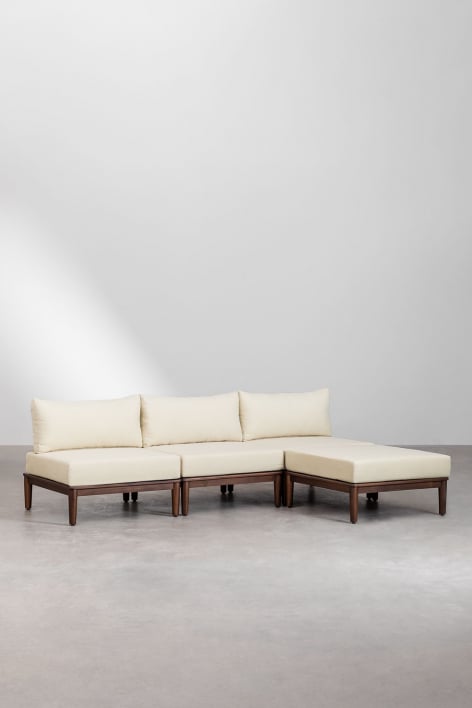 3-piece modular sofa and ottoman in acacia Giulia - Beige Cream