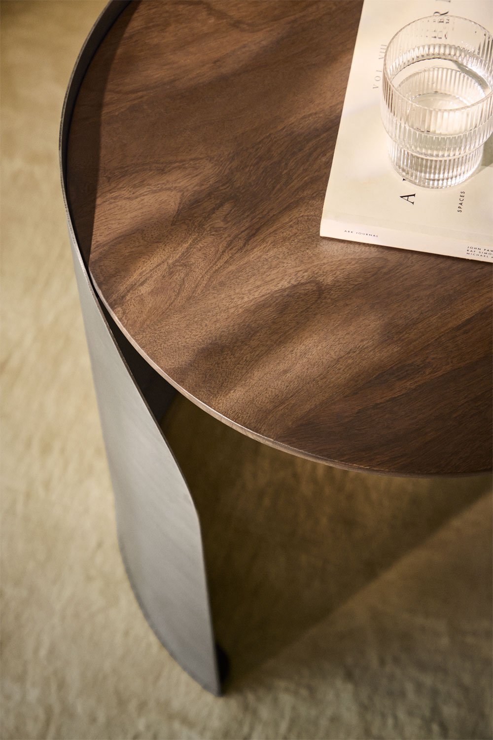 Xireisa round side table in mango wood and stainless steel, gallery image 2