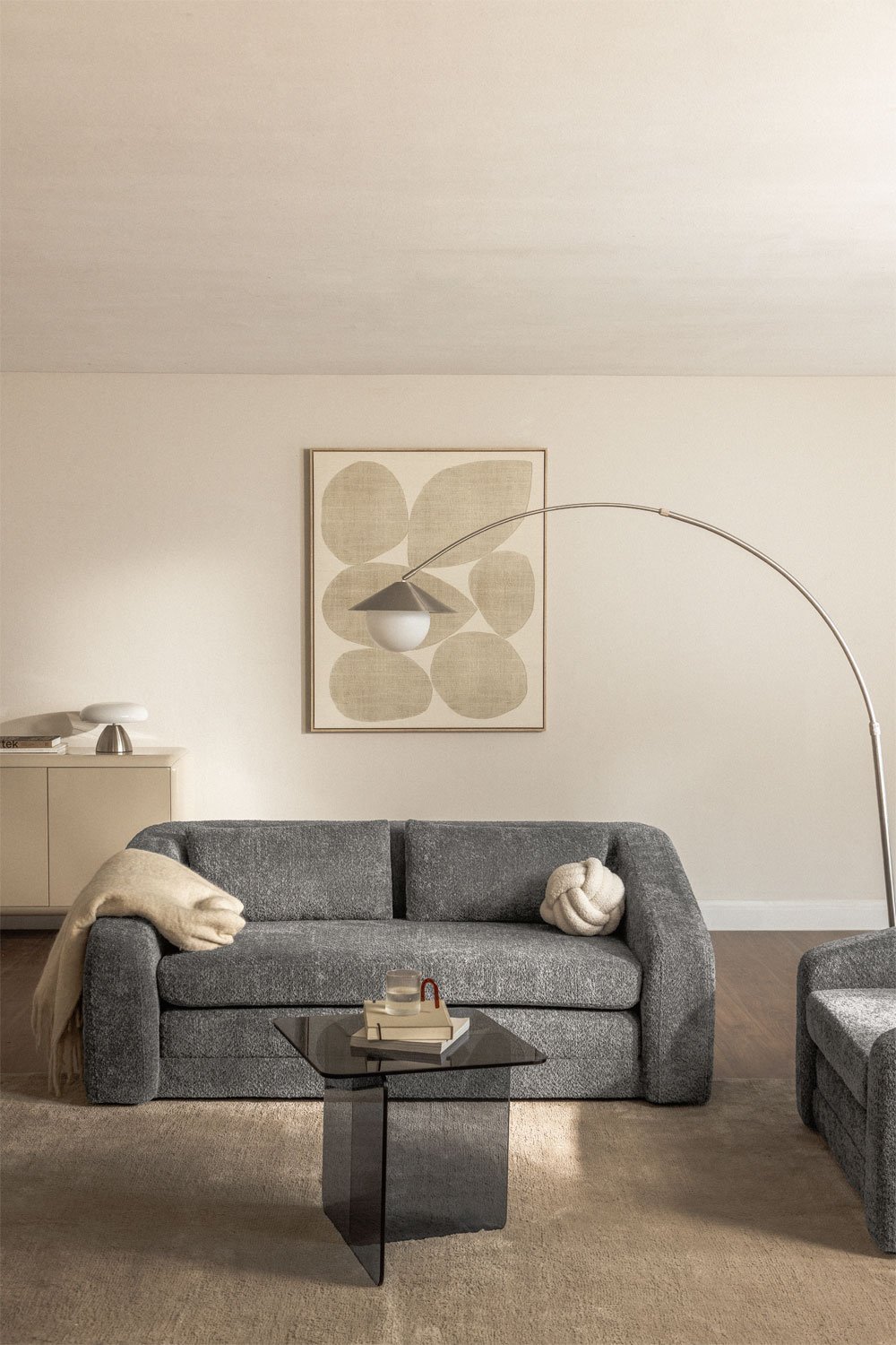 Dalila 2-seater sofa bed in bouclé fabric, gallery image 1