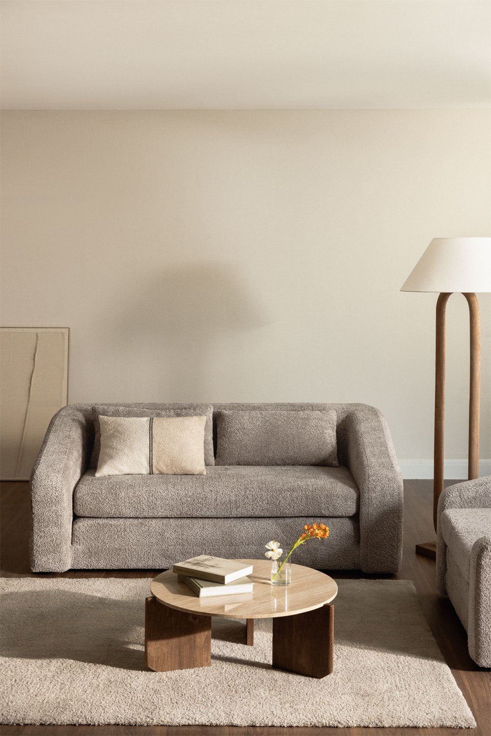 Dalila 2-seater sofa bed in bouclé fabric, gallery image 1