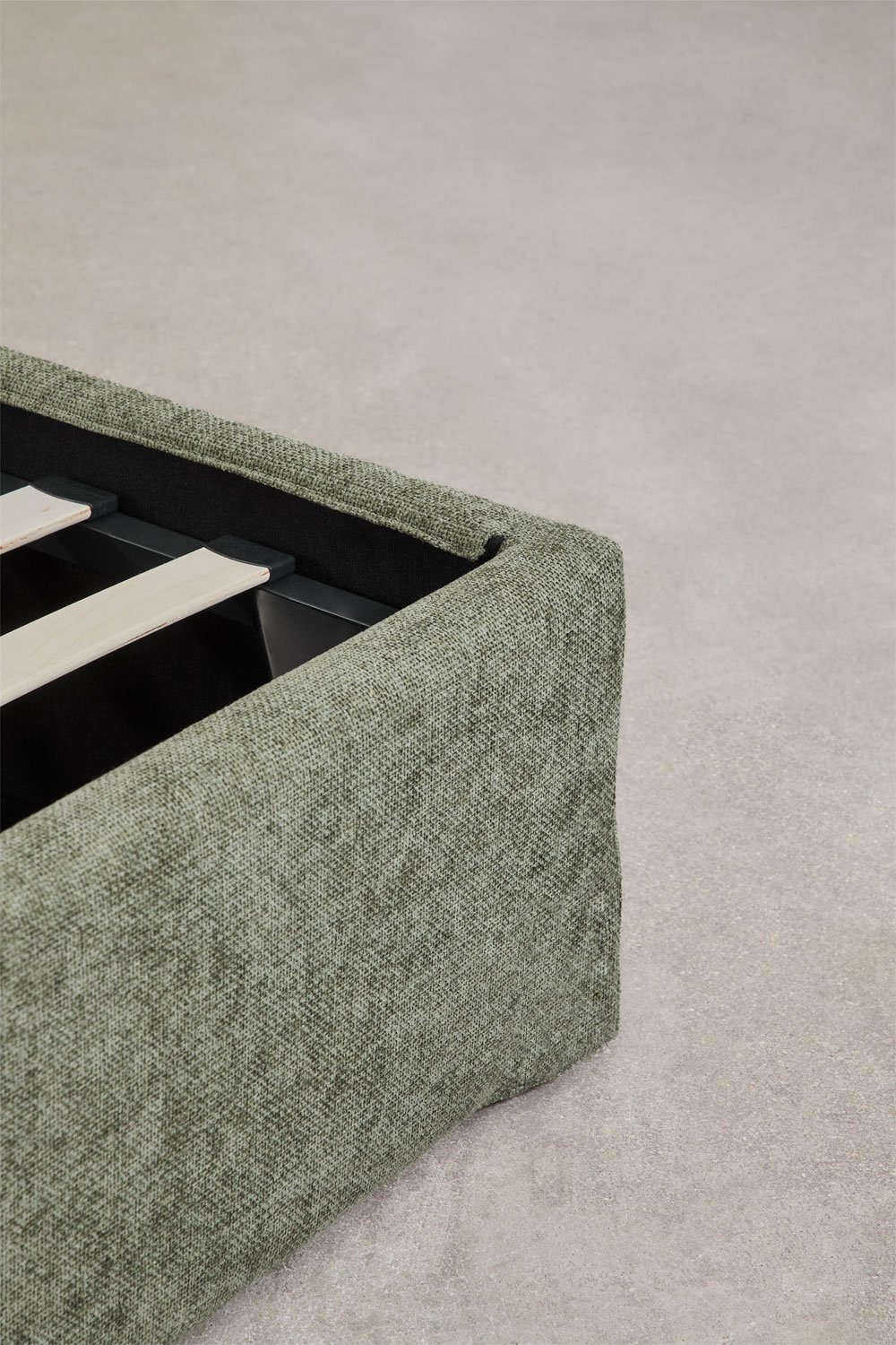 Upholstered bed with lift-up storage base Lorea, gallery image 6