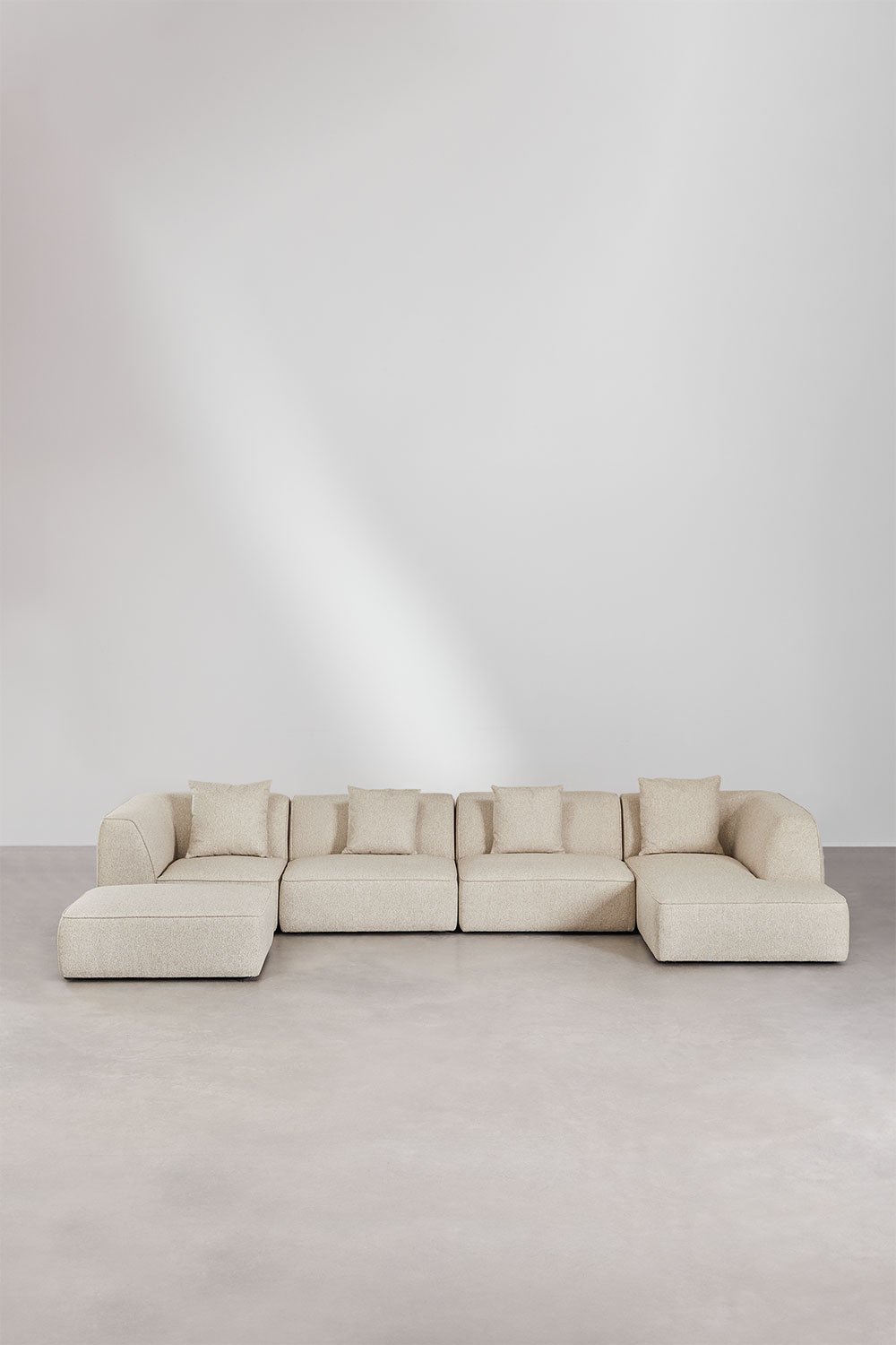 4-piece right-sided chaise longue modular sofa with Cardea upholstered pouf, gallery image 4