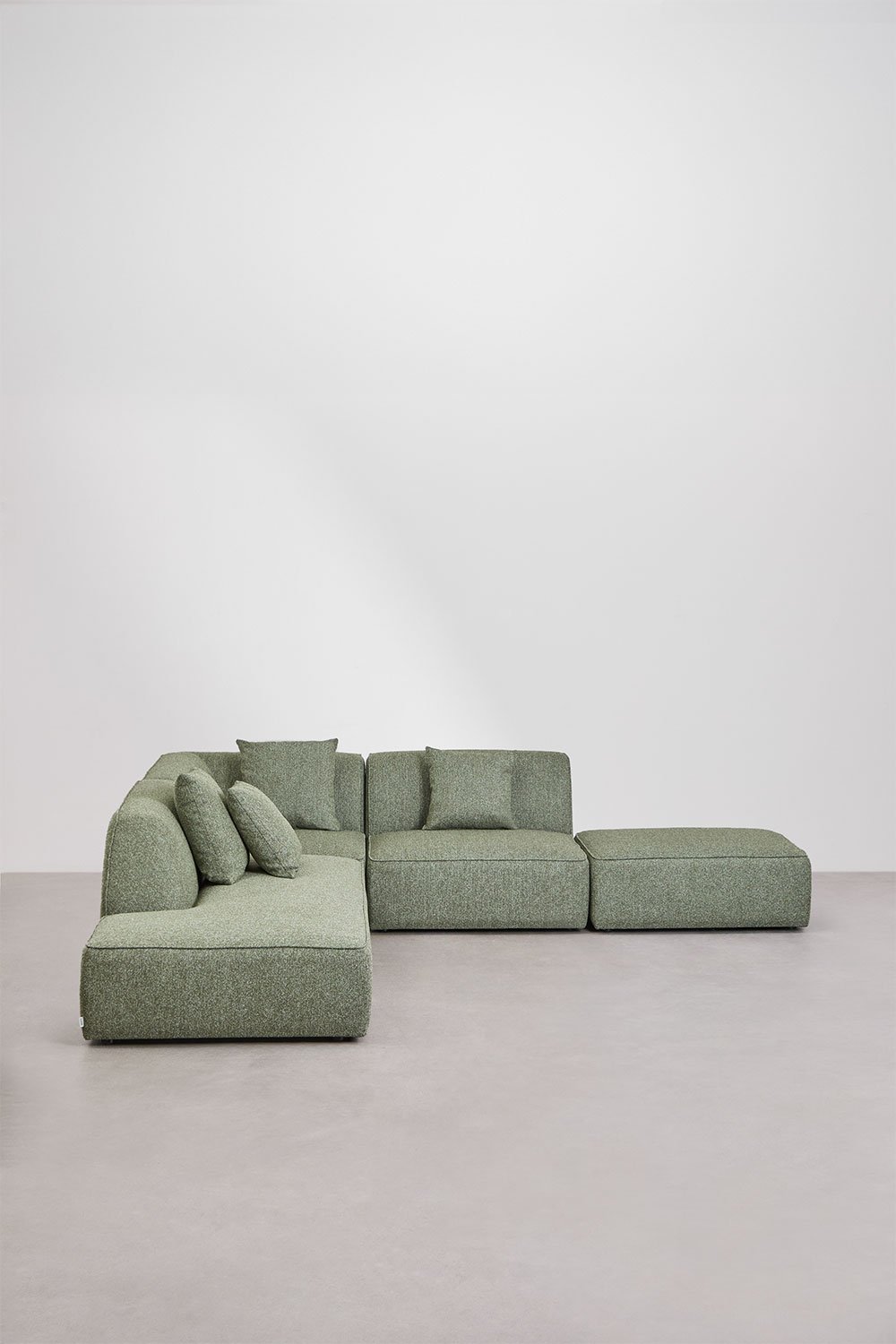 Cardea 3-Piece Modular Corner Sofa with Left Chaise and Upholstered Pouf, gallery image 5