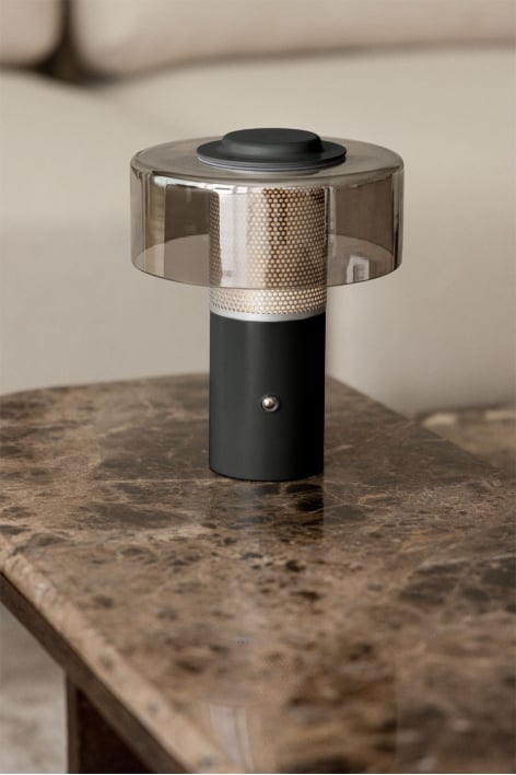 Elfriede wireless LED table lamp in glass and steel