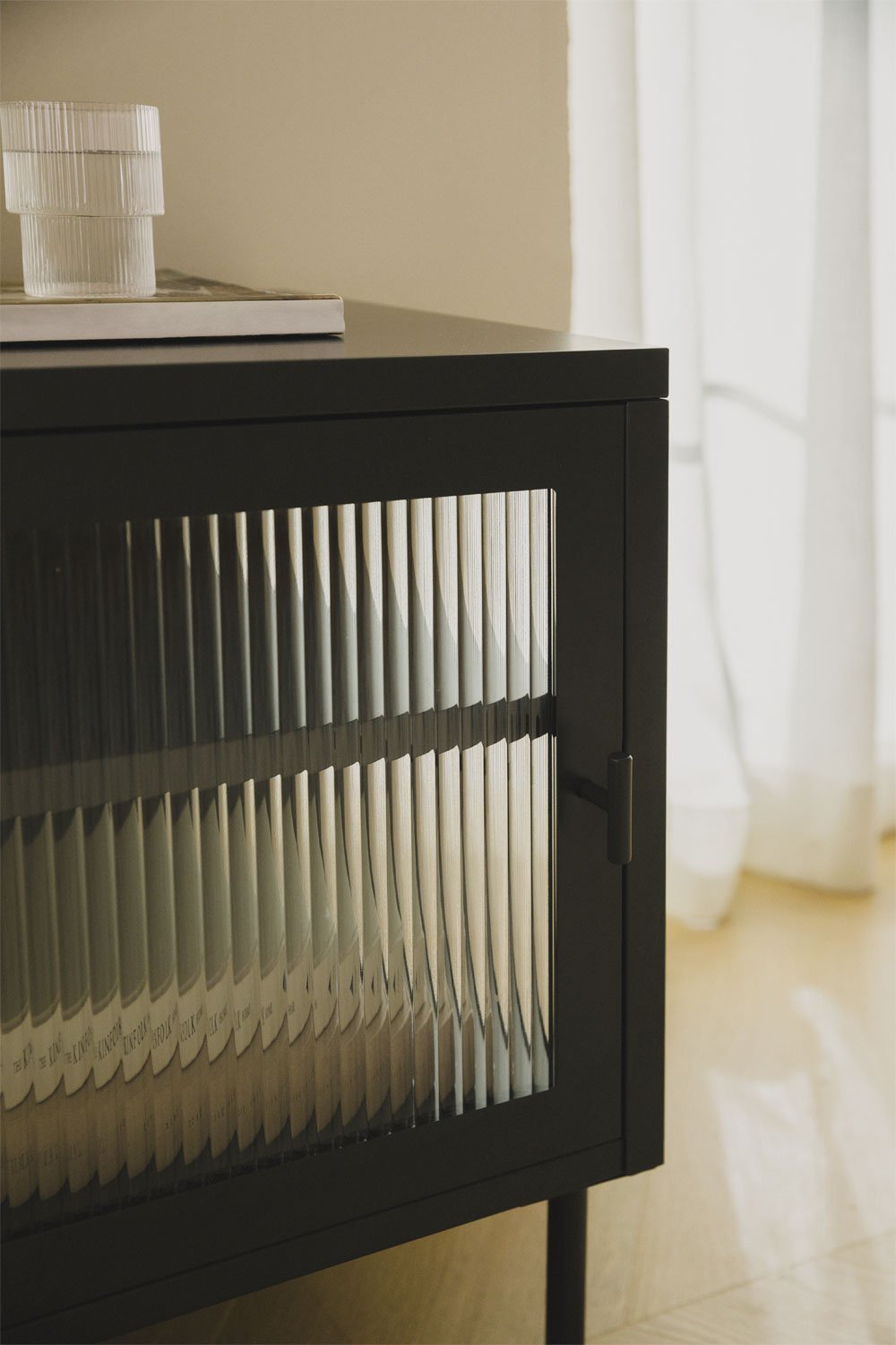 Pack of 2 rectangular bedside tables 45x40 cm in steel and glass Paoline, gallery image 2