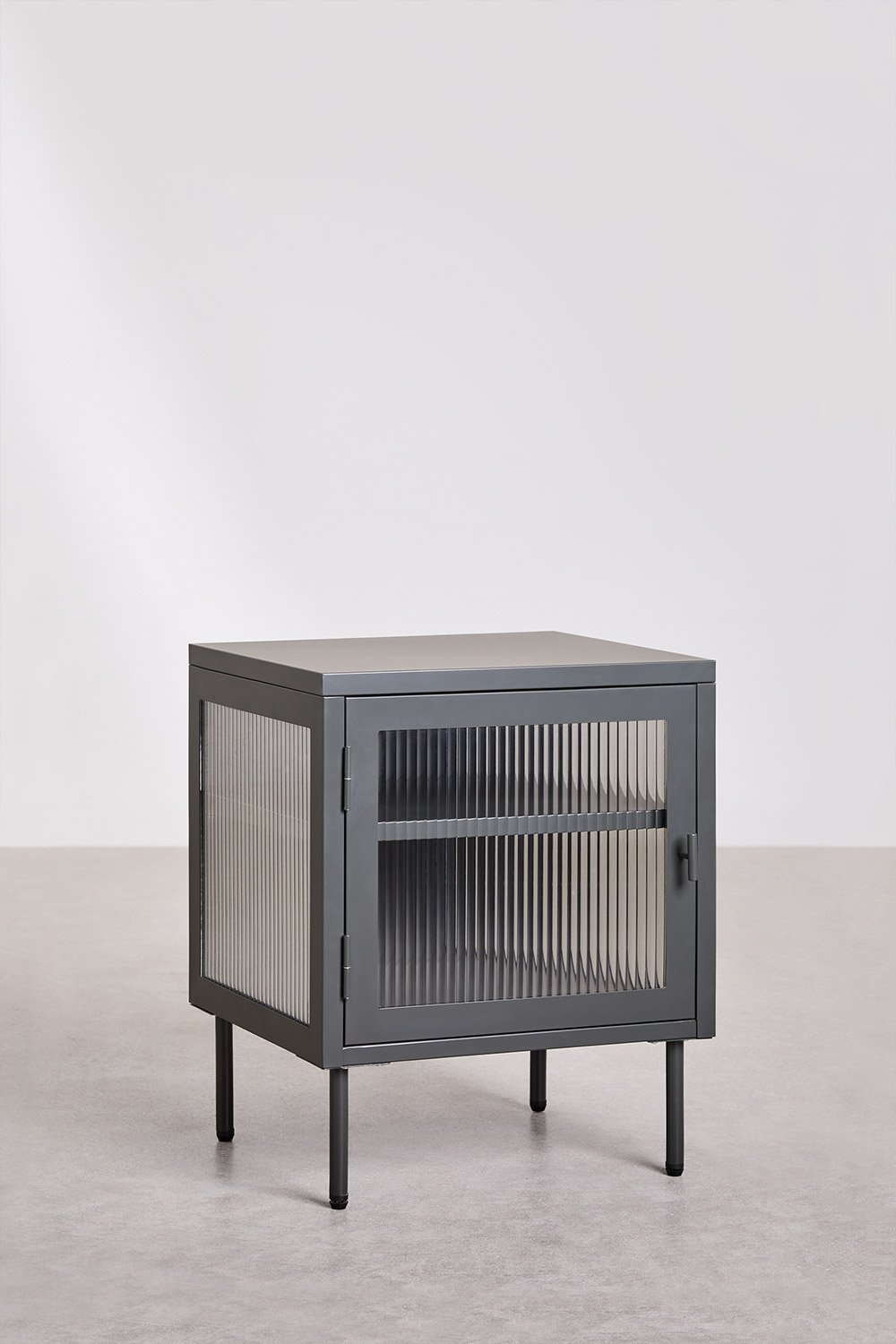 Pack of 2 rectangular bedside tables 45x40 cm in steel and glass Paoline, gallery image 3