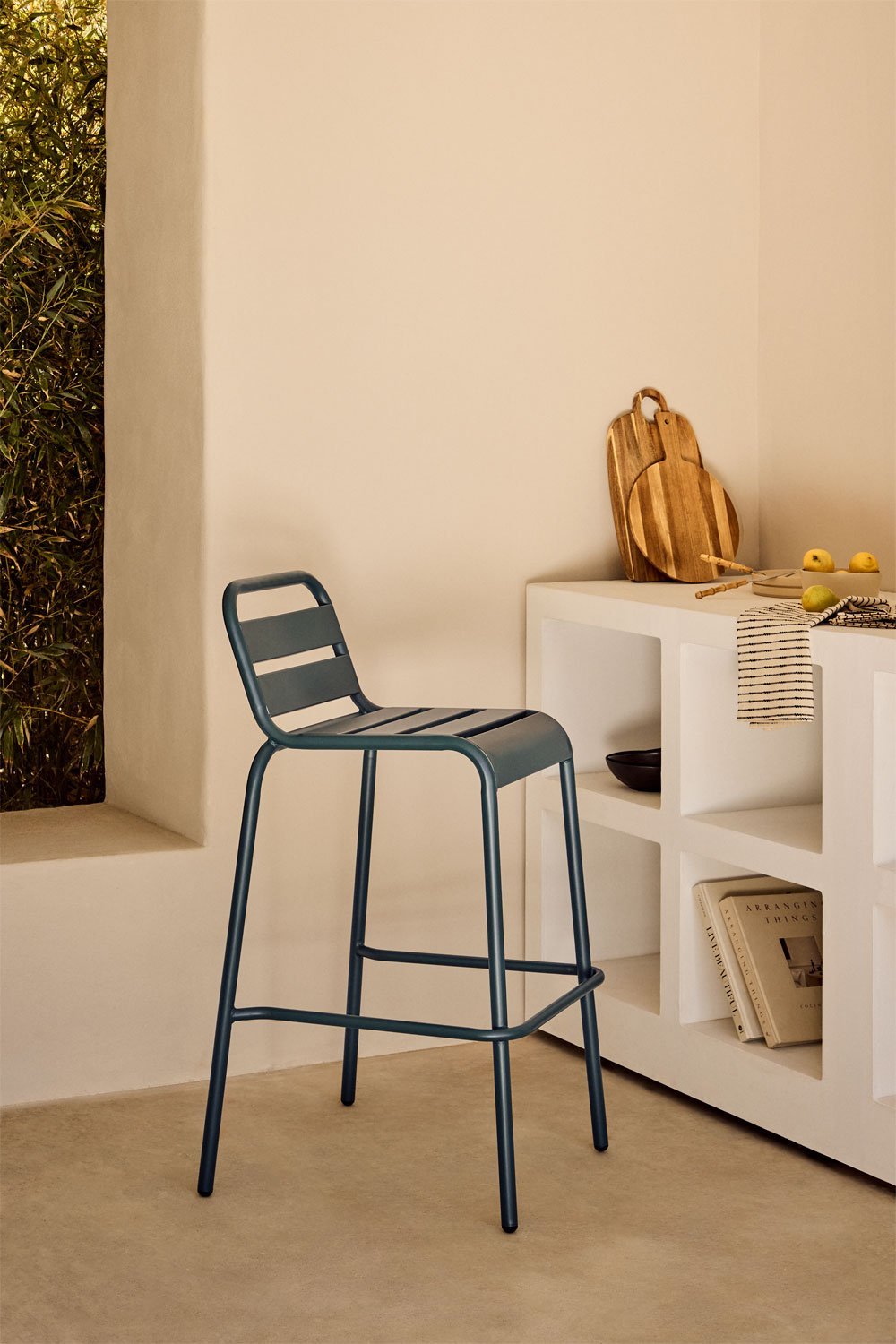 Pack of 2 Janti 75cm stackable outdoor high stools, gallery image 1