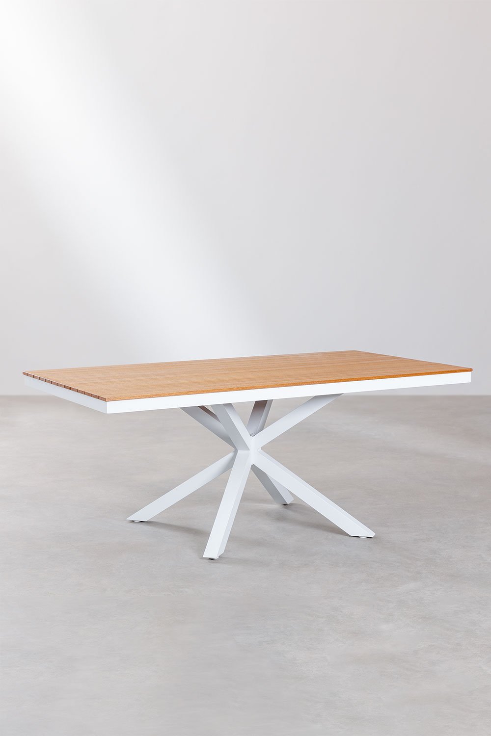 Rectangular garden table 180x100 cm in aluminum and wood Archer, gallery image 2
