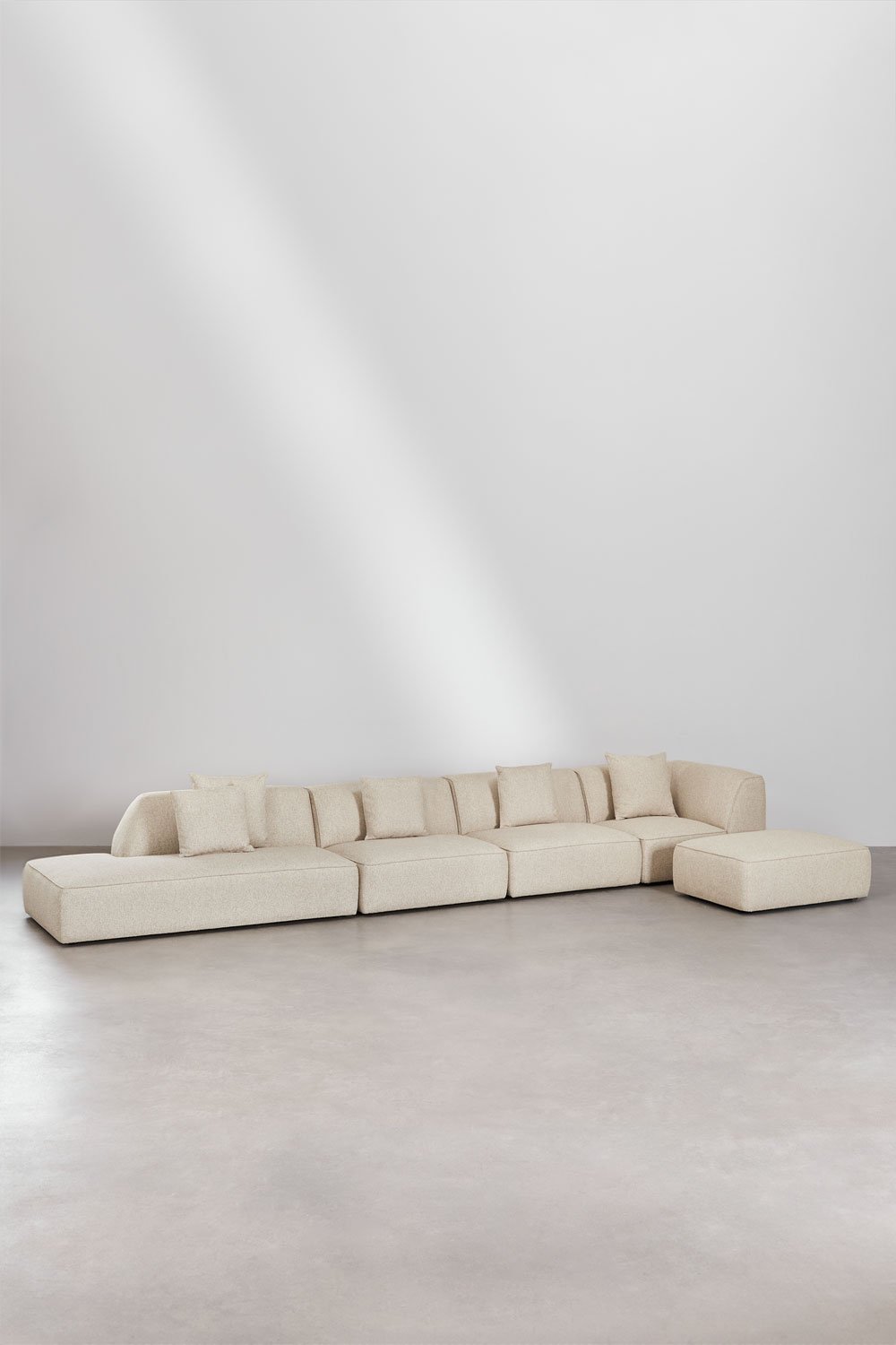 Cardea 4-piece modular corner sofa with left-hand chaise and upholstered pouf, gallery image 3