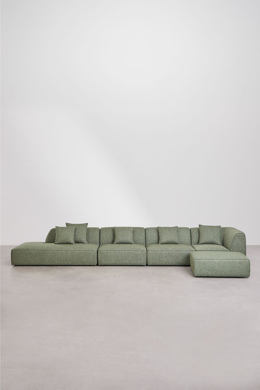 Cardea 4-piece modular corner sofa with left-hand chaise and upholstered pouf, gallery image 5