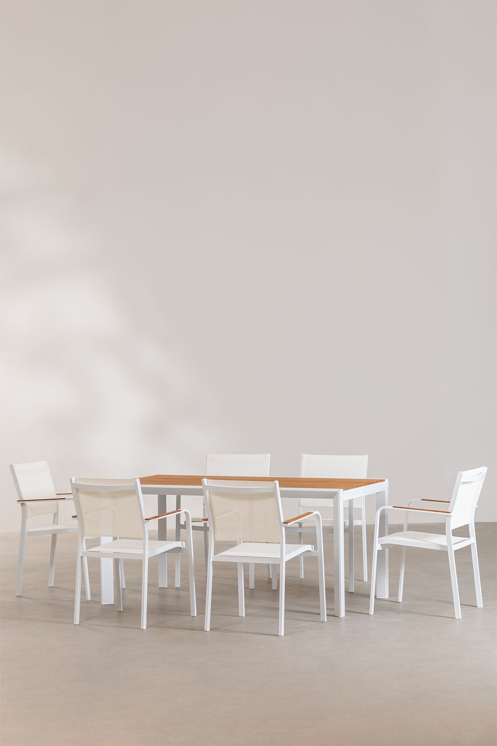 Classic Rectangular Table Set (160x90 cm) and 6 Archer Garden Chairs, gallery image 2