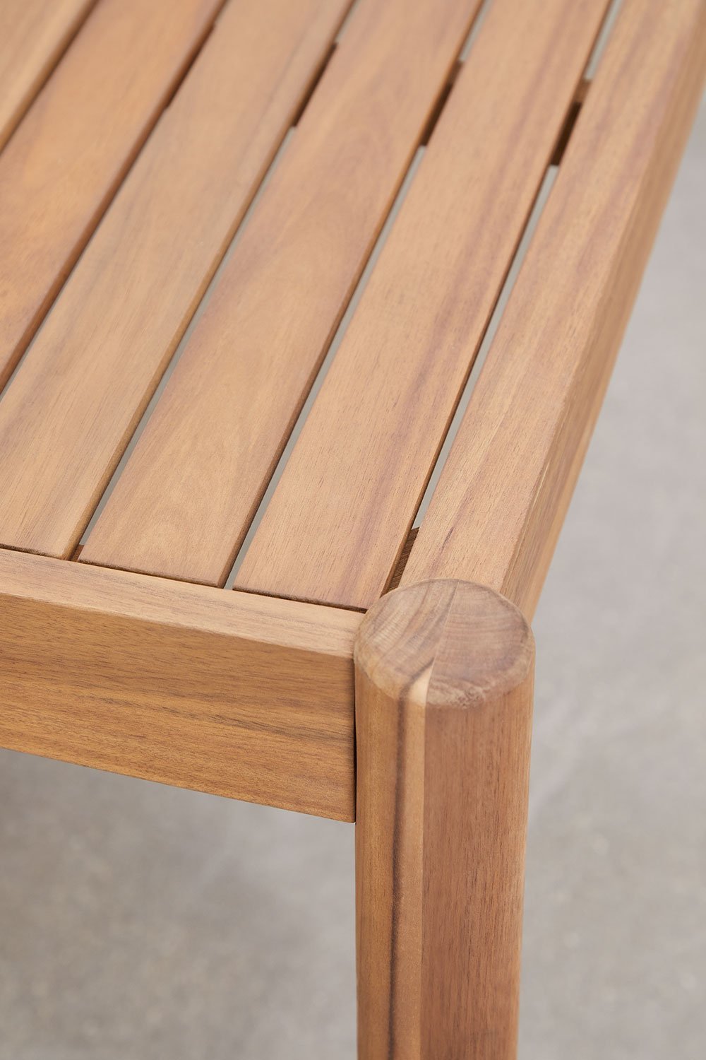 Set of 150x150 cm square table in acacia wood and 8 Aderyn eucalyptus wood garden chairs with armrests, gallery image 3