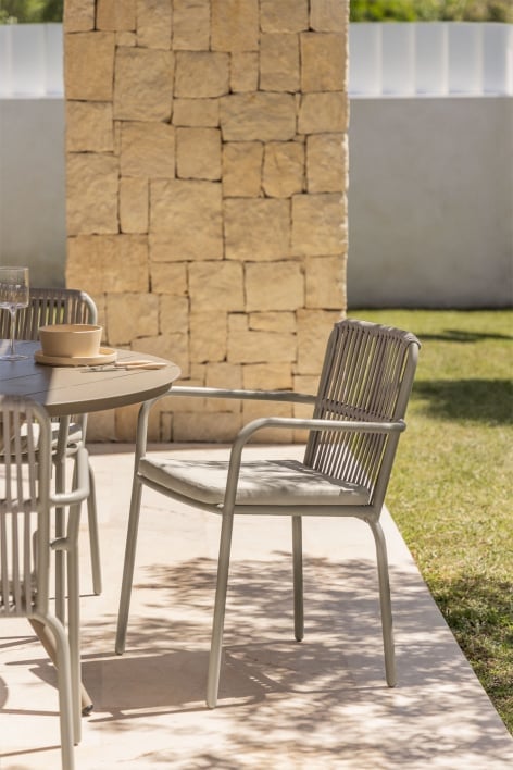 Stackable garden chair with aluminum armrests Alberta - Smoky Green