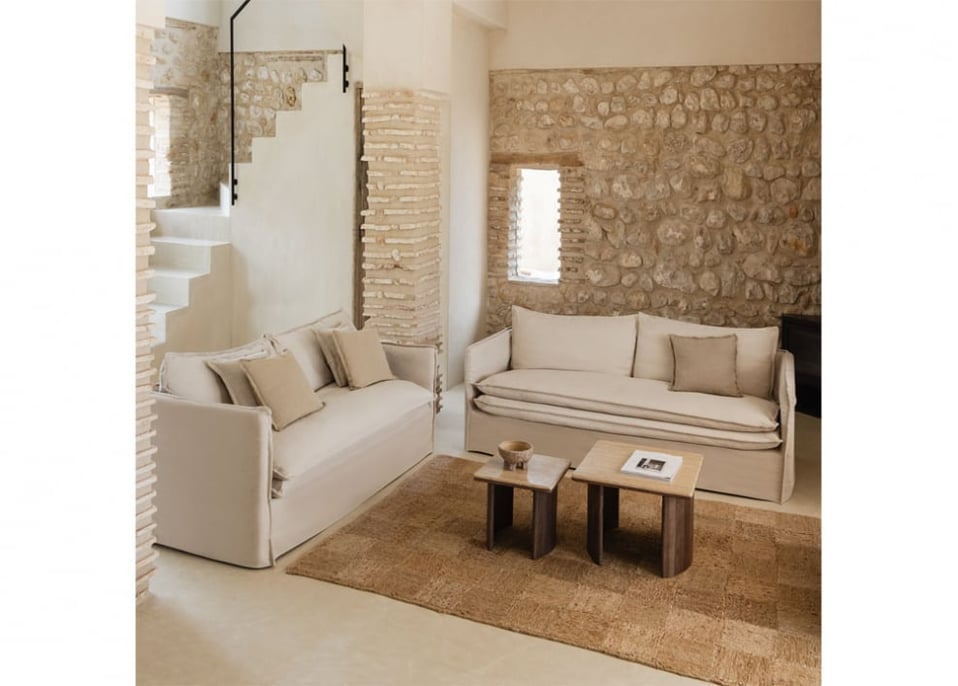 Living room set with 2-seater sofa and 3-seater sofas in linen and cotton Grace