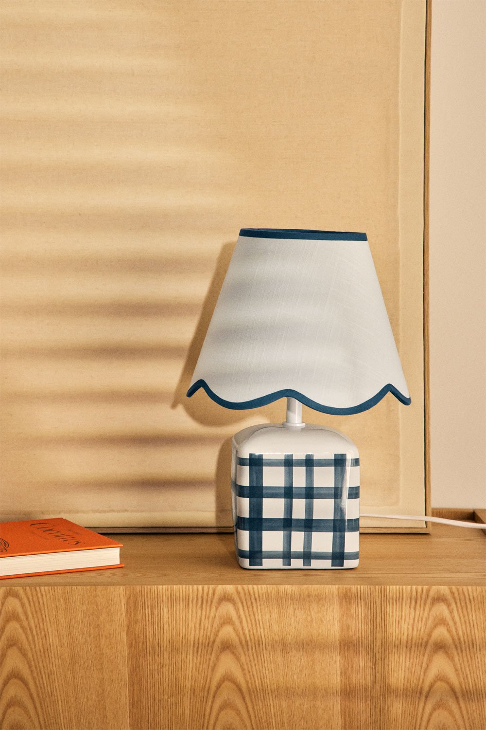 Pirela ceramic and linen table lamp, 35 cm, gallery image 1