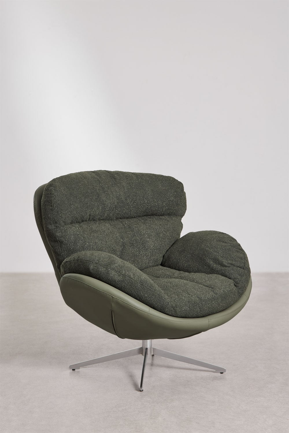 Amanda boucle fabric armchair with swivel footrest, gallery image 4