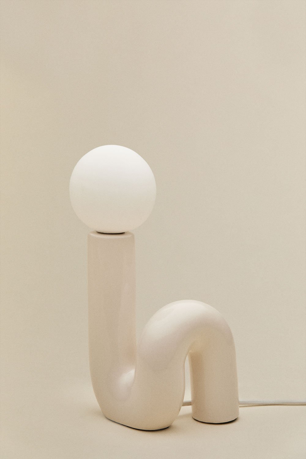 Ceramic table lamp with Vireto glass ball, gallery image 3