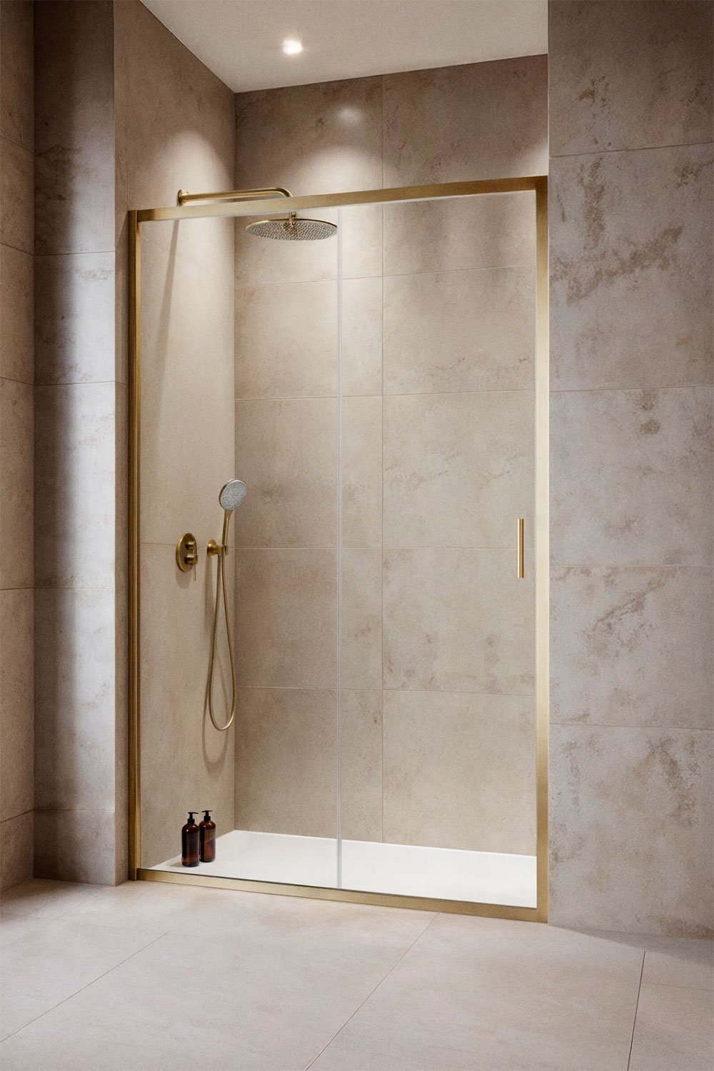 Front access shower screen with sliding door, 6 mm tempered glass and Dover aluminum, gallery image 1