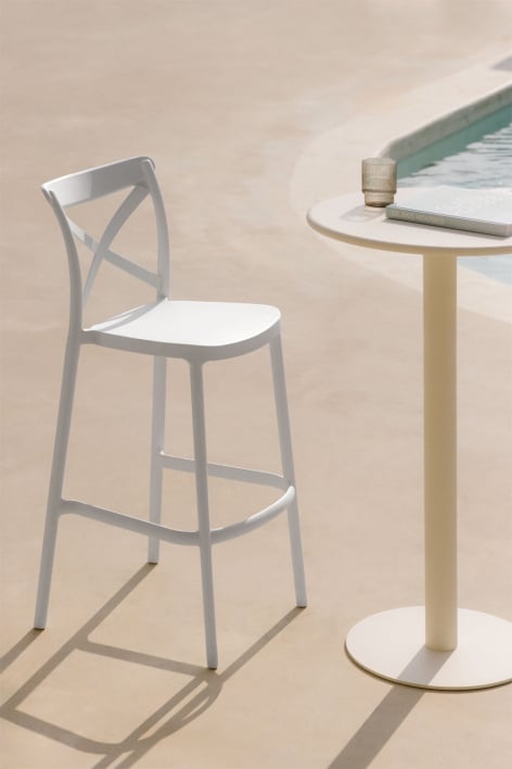 Garden high stool 75 cm stackable in white polypropylene Otax - White