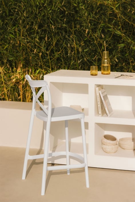 Garden high stool 65 cm stackable in polypropylene white Otax - White