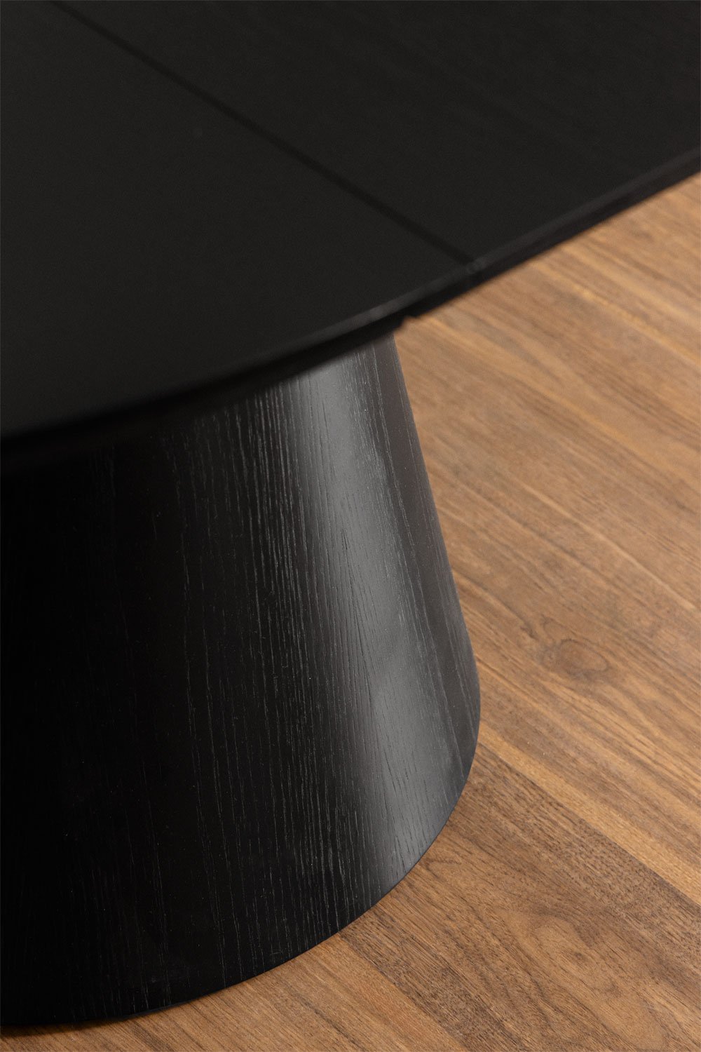 Round dining table 120-160x120 cm extendable in MDF and Montana oak veneer, gallery image 3