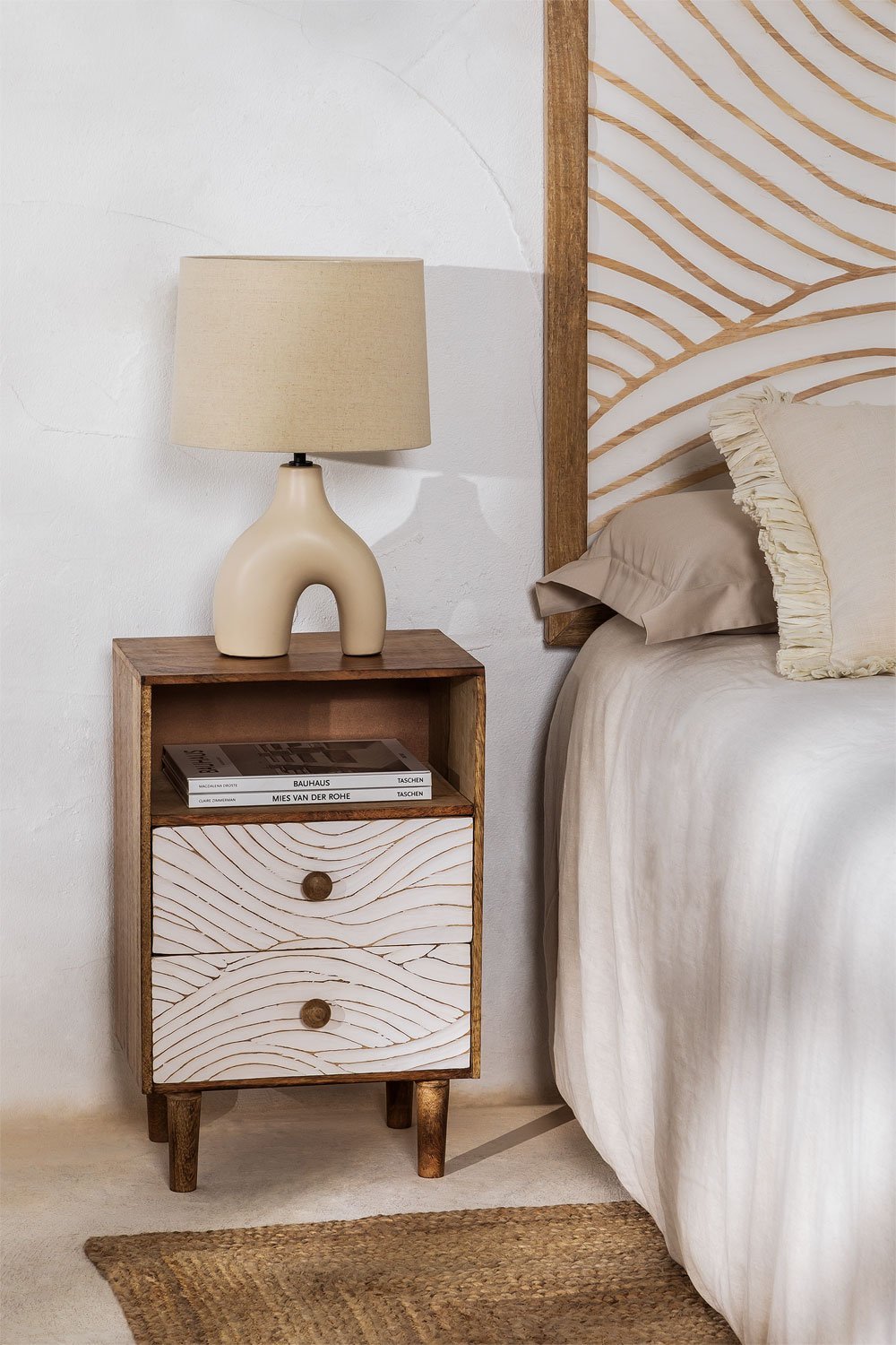 Pack of 2 Myanna mango wood bedside tables, gallery image 1