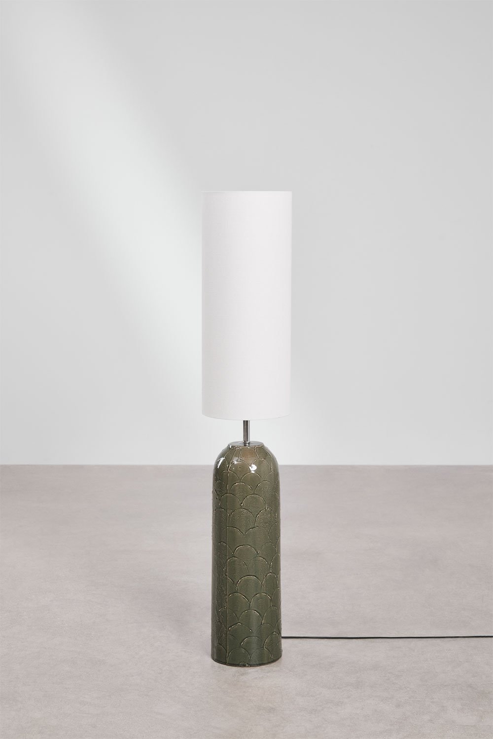 Floor lamp in ceramic and linen Cinnamon, gallery image 3