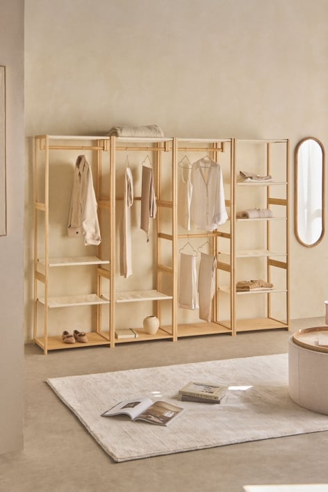 Deneb Bamboo 4-Piece Open Modular Wardrobe with Shelving and Clothes Rack