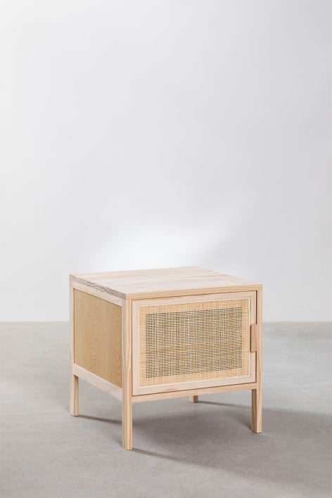Pack of 2 Reyna rattan and wood bedside tables