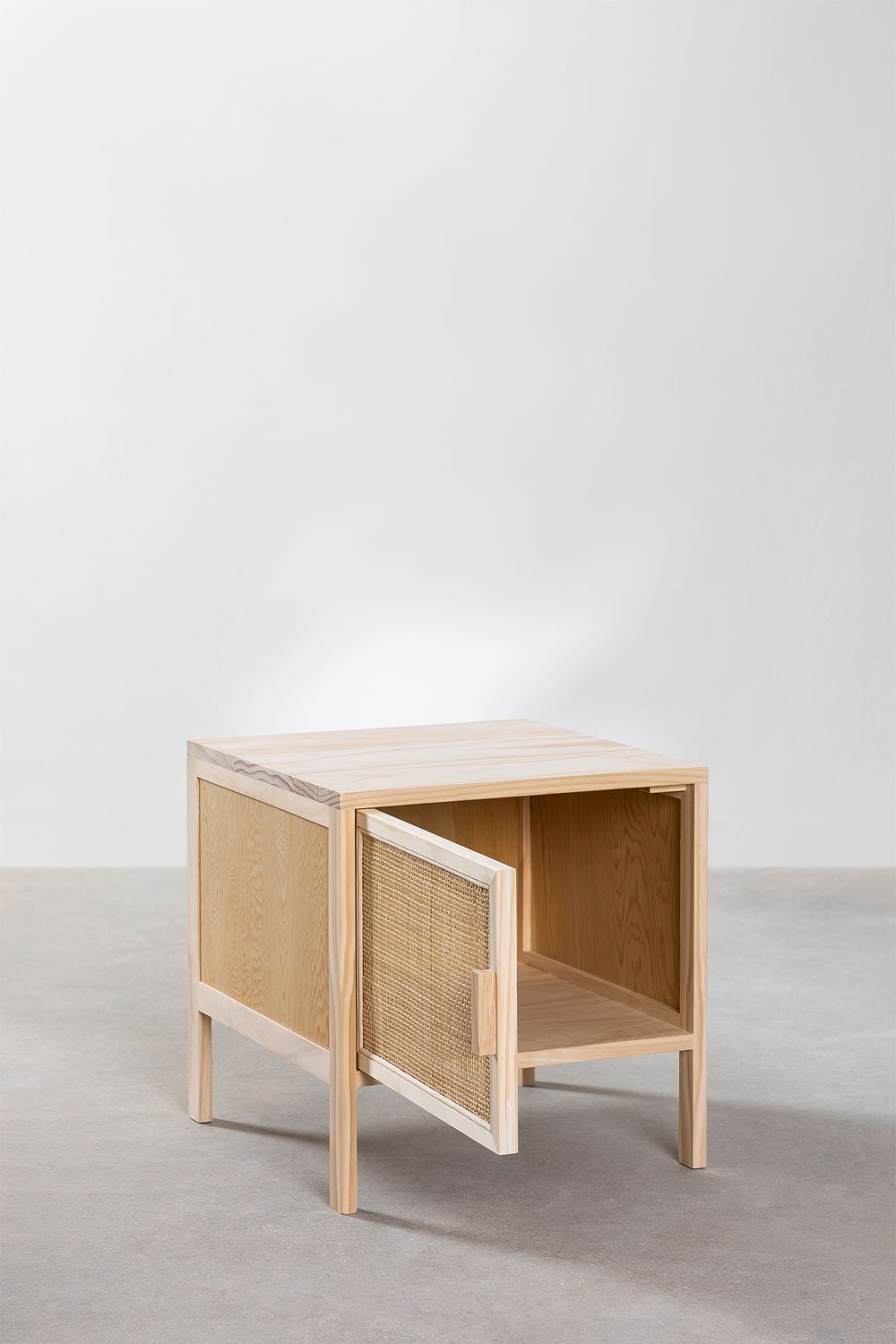 Pack of 2 nightstands 40x40 cm in rattan and wood Reyna, gallery image 4