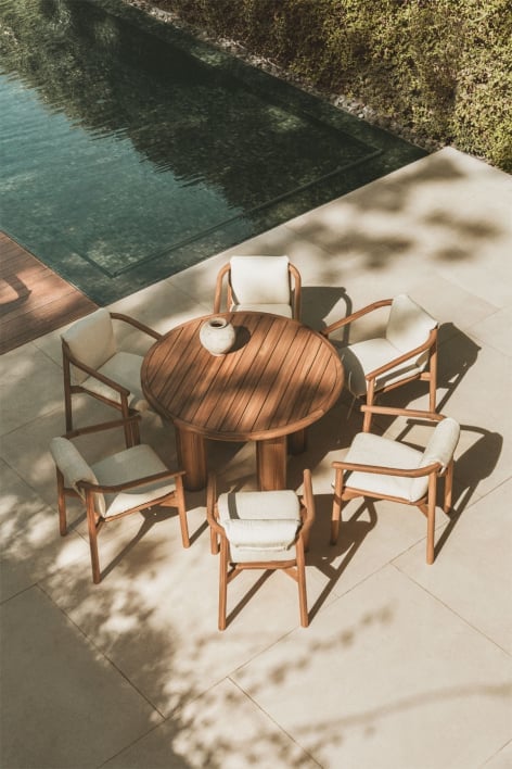 Round garden table in acacia wood Danara