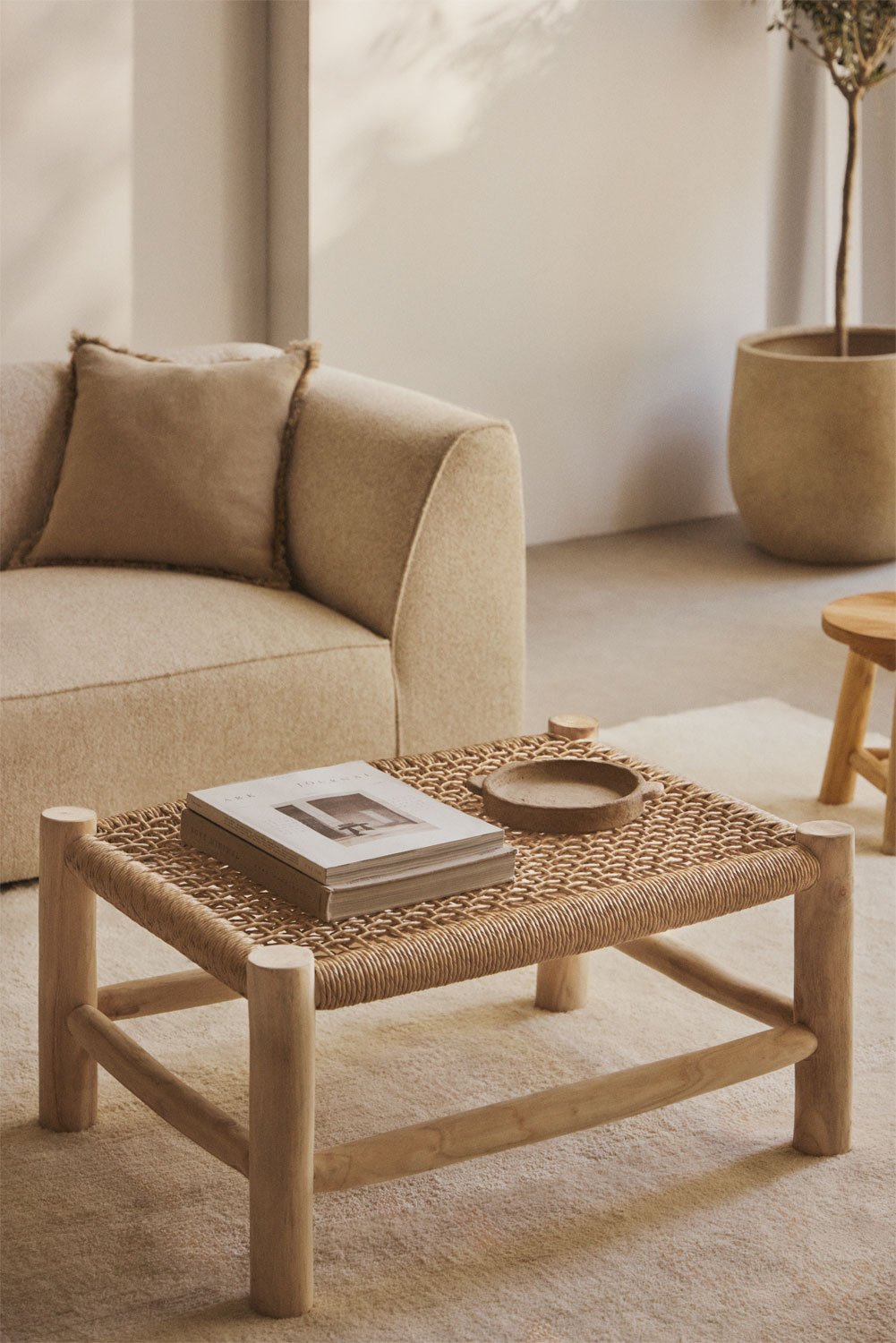Rectangular coffee table 80x60 cm in Bientina teak wood, gallery image 1