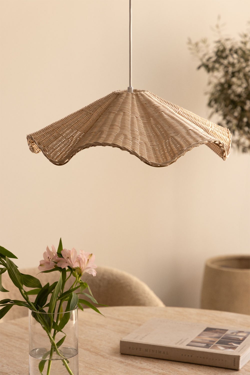 Heulyn rattan ceiling lamp, gallery image 1